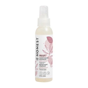 The Honest Company Conditioning Hair Detangler   Leave-in Conditioner + Fortifying Spray   Tear-free, Cruelty-Free, Hypoallergenic   Almond Nourishing, 4 fl oz