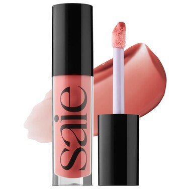 Saie Glossybounce High-Shine Hydrating Lip Gloss Oil - Sheer Tinted Lip Oil with Hyaluronic Acid + Jojoba Oil for Long-Lasting Moisture - Bounce (.17 oz)