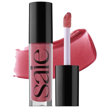 Saie Glossybounce High-Shine Hydrating Lip Gloss Oil - Sheer Tinted Lip Oil with Hyaluronic Acid + Jojoba Oil for Long-Lasting Moisture - Remix (.17 oz)