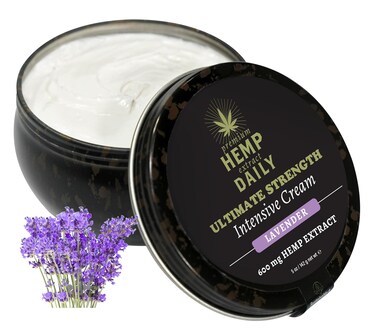 Premium Hemp Extract Daily Ultimate Strength Intensive Cream - Muscle, Knee, Joints, Back, Neck and Shoulder Rub - Organic Ingredients, Topical Lotion with Essential Oils - Lavender, Single 5oz