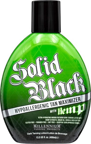 Millennium Tanning Products SOLID BLACK HYPOALLERGENIC TAN MAXIMIZER WITH HEMP Indoor/Outdoor Dark Tanning Lotion 13 oz