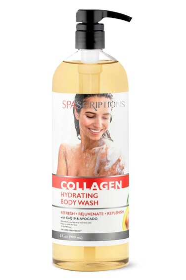 SpaScriptions Collagen Hydrating Body Wash, with CoQ10 and Avocado to Refresh, 33 oz
