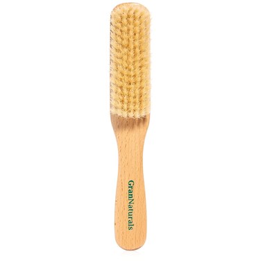 GranNaturals Boar Bristle Slick Back Hair Brush - Soft White Bristle Smoothing Hairbrush for Slicking Hair to Create Sleek Style- Natural Wood Handle for Women + Men