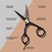 Ontaki 5.5&rdquo; Japanese Steel Mustache &amp; Beard Scissors for Men with Comb &amp; Carrying Pouch - Hand Forged Shears, Ergonomic Bent Handles Design - Facial Hair Cutting Scissors (Ergonomic Black, Left Hand)