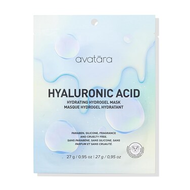 Avatara Hyaluronic Acid Hydrogel Mask, 2-Piece Cooling Facial Mask with Multi-Hyaluronic Combo, Aloe Leaf &amp; White Birch - Plumping &amp; Soothing Antioxidant Face Mask 27g, 1-Pack