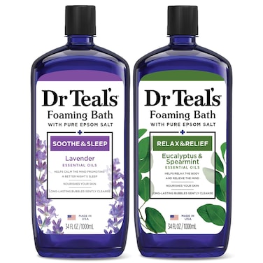 Dr Teal's Foaming Bath with Pure Epsom Salt, Lavender &amp; Eucalyptus, 34 fl oz (Pack of 2)