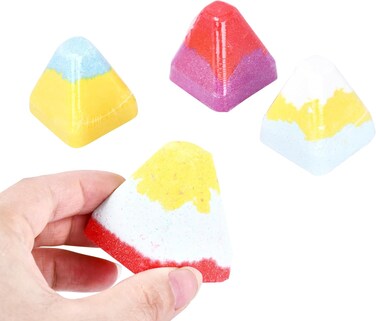 MEANT2TOBE Rainbow Bath Bombs - 4 Pcs Small Volcano Bath Bomb Set - Organic Stress Relief, Relaxation Gifts - Handcrafted with Sensual Scents from Essential Oils - Multicolored, 1.4" x 1.8" Each