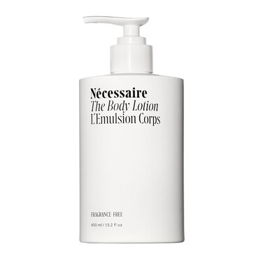 N&eacute;cessaire The Body Lotion with Pump. Fragrance-Free. Multi-Peptide Firming Lotion to Moisturize, Firm, Strengthen. 2.5% Niacinamide, Vitamin C/E + Omega 6/9. 450ml / 15.2 fl oz