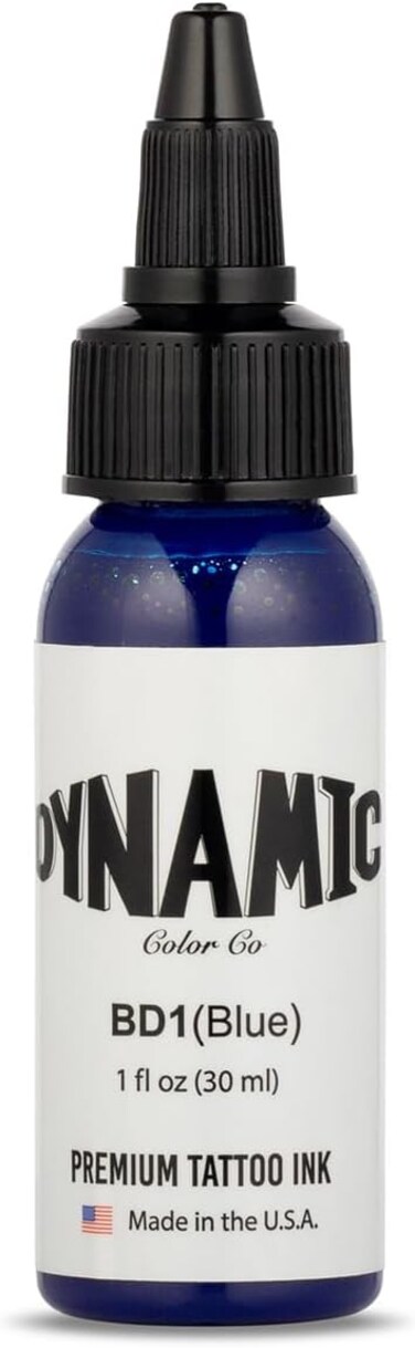Dynamic Color Co Blue Tattoo Ink (1oz Bottle): Vibrant, Sterilized, Vegan &amp; USA-Made Since 1990 &ndash; Trusted by Artists Worldwide