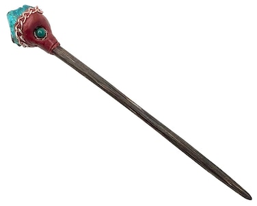 Natural Raw Healing Gemstone Crystal Chonta Wooden Hair Stick Pin - Womens Fashion Handmade Gifts Boho Reiki Accessories (Teal Chrysocolla)