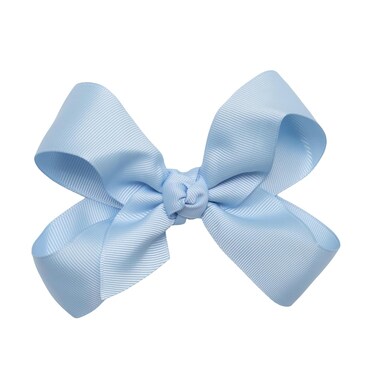 HAIRBOWS Girls' Grosgrain Hair Bow with a Knot Wrap Center on a Hair Clip, All Ages and Hair Types, 5 Inch Bow, Blue