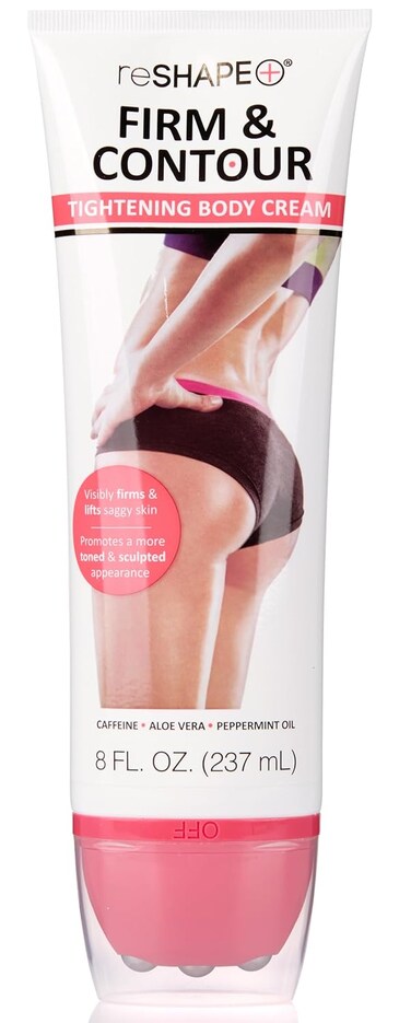 Reshape+ Crepey Skin Care Treatment Firm &amp; Contour Tightening Body Cream For Body   Anti Cellulite Cream W/Green Coffee Bean Oil + Caffeine   Firming Body Lotion   8 Fl Oz Roller Ball Applicator.