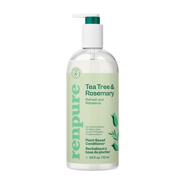 Renpure Plant Based Tea Tree and Rosemary Refresh and Rebalance Conditioner - Soothes Dry Scalp - Delivers Moisture and Shine - Gentle Formula - Dye Free - Recyclable, Pump Bottle Design - 24 fl oz