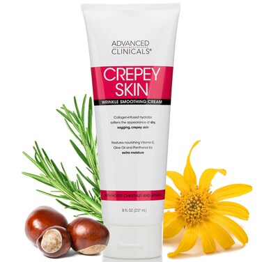 Advanced Clinicals Crepey Skin Care Treatment Body Lotion   Crepe Skin Wrinkle Eraser Moisturizer   Collagen Cream   Vitamin E Cream   Arnica Bruise Cream W/Horse Chestnut, Fragrance-Free, 8 Fl Oz