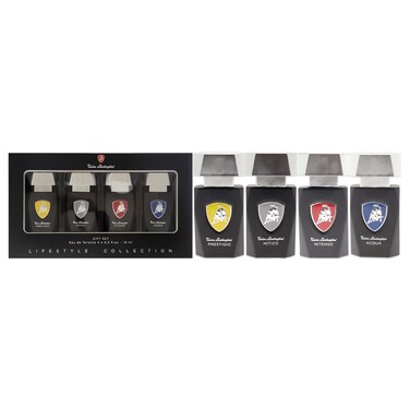 Tonino Lamborghini EDT Spray Set, Prestigio, Mitico, Intenso, Acqua - 0.5oz Fragrance Gift Set for Men (4 Pc)