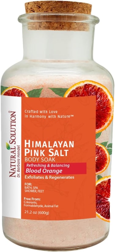Natural Solution Himalayan Pink Bath Salt with Blood Orange Extract, Gently Exfoliates &amp; Soothes, Ideal for Foot Soak, Helps Relax Tired Feet &amp; Muscles, 21.2 Oz