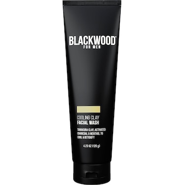 Blackwood For Men Cooling Clay Face Wash - Activated Charcoal, Menthol, &amp; Tanakura Clay Cleanser &amp; Mask for Deep Cleansing &amp; Acne Treatment - Sulfate Free, Paraben Free, &amp; Cruelty Free (4.23 oz)