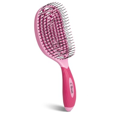 NuWay 4Hair C Brush - Professional Curved Hairbrush - Vented Design Delivers Smoothing And Volumizing Drying Experience - Heat Resistant Bristles For Drying Detangling and Styling - Petal Pink - 1 Pc
