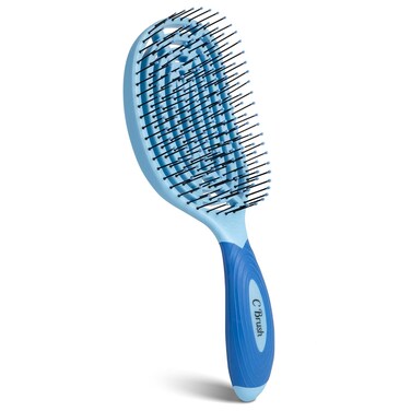 NuWay 4Hair C Brush - Professional Curved Hairbrush - Vented Design Delivers Smoothing And Volumizing Drying Experience - Heat Resistant Bristles For Drying Detangling and Styling - Sky Blue - 1 Pc