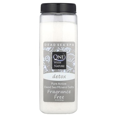 ONE WITH NATURE Bath Salt Detox Fragrance Free, 32 Ounce