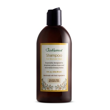 Just Nutritive Shampoo For Blonde Natural &amp; Color-Treated Hair, Neutralize Brassy Tones, No Purple or Blue Shampoo, Paraben Free, Phthalate Free, Silicone Free, 8 oz. Bottle