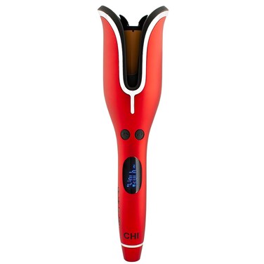 CHI Spin N Curl, Curling Iron For Healthy &amp; Shiny Effortless Curls &amp; Waves, Provides Preset Temperature Settings For Each Hair Texture, Ruby Red