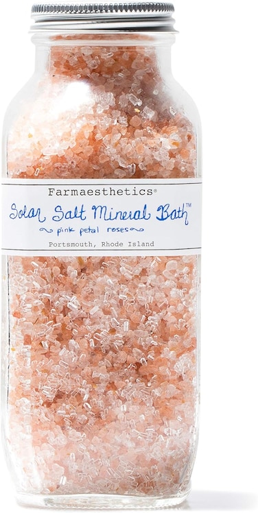 Farmaesthetics Pink Petal Roses Solar Salt Mineral Bath (16 oz)   Ethically Sourced Sustainable Beauty   Clean, All Natural, Small Batch Skincare