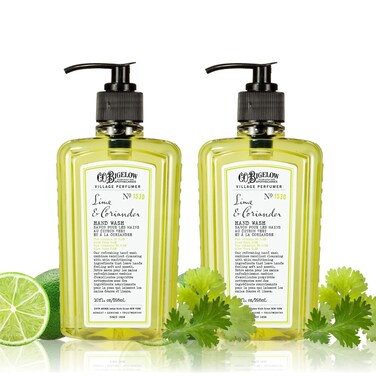 C.O. Bigelow Hand Wash, Lime Coriander Soap, No. 1530 - Village Perfumer Moisturizing Hand Wash for Bathroom &amp; Kitchen with Aloe Vera, 10 fl oz, Pack of 2