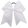 Kenz Laurenz Glitter Cheer Bows Cheerleading Softball Gifts, Team Bow with Ponytail Holder Complete your Cheerleader Outfit, Strong Hair Ties Bands Elastics for Girls and Women, White (Pack of 1)
