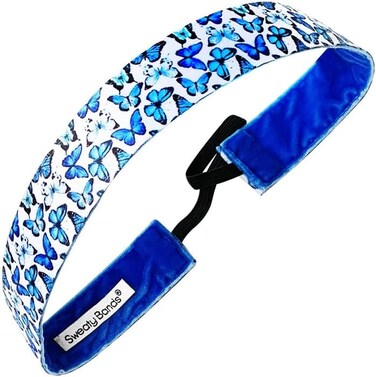 Sweaty Bands Womens Girls Headband - Non-Slip Velvet-Lined Exercise Hairband - Butterflies Time to Fly 1-Inch
