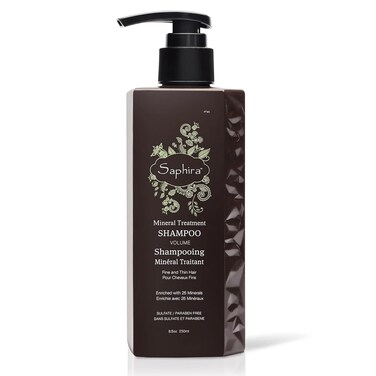Saphira Mineral Treatment Shampoo for Fine, Thin and Color-Treated Hair, Sulfate-Free, Paraben-Free, Strengthens, Volumizes and Defines Weak and Fragile Hair