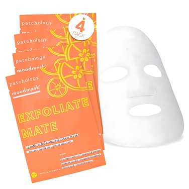 Patchology Exfoliate Mate Face Mask - Exfoliating Facial Sheet Masks w/Papaya &amp; Lactic Acid Serum, Removes Dead Skins &amp; Unclogs Pores for Smooth &amp; Brighter Skin - Ultimate Skincare Solution (4 Count)