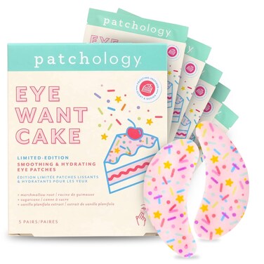 Patchology Eye Want Cake Limited Edition Hydrating &amp; Smoothing Eye Patches &ndash; Under Eye Masks for Puffy Eyes, Dark Circles, and Fine Lines &ndash; Birthday Cake Inspired Self-Care Essentials, 5-Pack