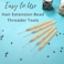 5 Wooden Hair Extensions Loop Needle Threader Wire Pulling Hook Tool for silicone microlink beads and feathers, Set of 5 for hair or feather extensions (5 Hooks)