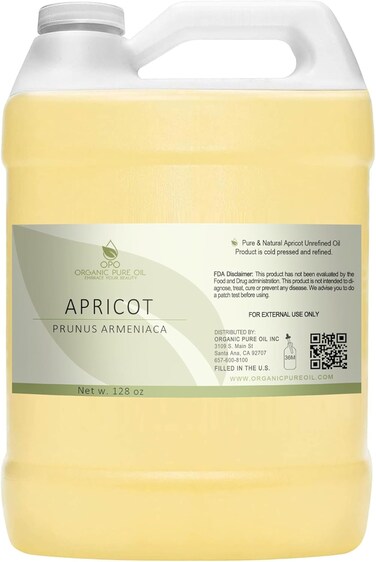 Apricot Kernel Oil - Pure, Cold Pressed, Unrefined, Raw - Bitter Scent, Kernal - Perfect for Massage, Skin, Hair &amp; Body Care 128 oz