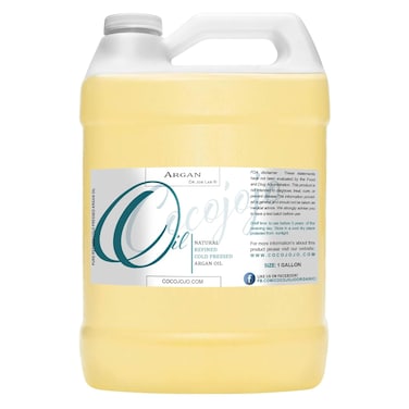 Dr Joe Lab Refined Argan Oil - Pure, Refined, Cold Pressed, Filtered, Unscented Bulk Carrier Gallon - 128 oz - for Skin, Hair, Nails, Body, Beard, Face &amp; Cosmetic Formulation, DIY