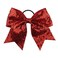 Oaoleer 12PCS 7" Large Glitter Cheer Hair Bows Ponytail Holder Elastic Band Handmade for Cheerleading Teen Girls Sports Red