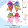 Oaoleer 12PCS 7" Large Glitter Cheer Hair Bows Ponytail Holder Elastic Band Handmade for Cheerleading Teen Girls College Sports (Sequin Mixed-color 12PCS)