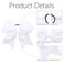 Oaoleer 8inch Jumbo Large Cheer Bows Ponytail Holder Elastic Band Handmade Boutique Hair Accessories for Cheerleading Teen Girls College Women Sports (3PCS, White)