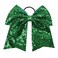 Oaoleer 12PCS 7" Large Glitter Cheer Hair Bows Ponytail Holder Elastic Band Handmade for Cheerleading Teen Girls College Sports (Green)