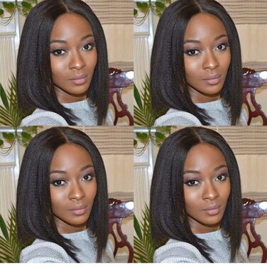 14'' Light Yaki Straight Human Hair Clip In Hair Extensions for Black Women Brazilian Virgin Hair Coarse Yaki Clip Ins Thick Natural Italian Yaki Straight Clip On Hair Extension 7 Pcs 120g/set