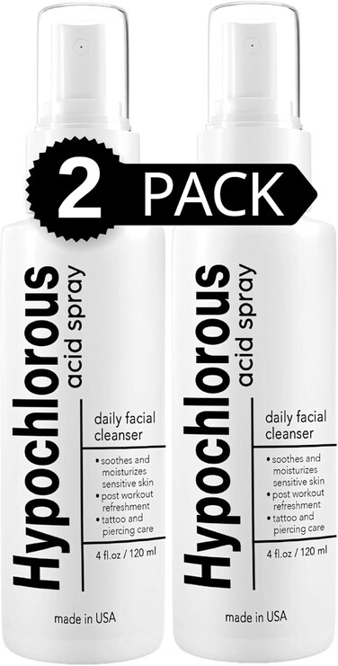 BodyJ4You 0.02% HOCl Mist Hypochlorous Acid Spray Face Body - Soothing Toner Sensitive Skin - Help Reduce Redness Breakouts - Hypoallergenic pH Balancing - Tattoo Piercing Aftercare - Pack of 2