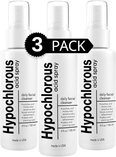BodyJ4You Hypochlorous Acid Spray 0.02% HOCl Mist - Soothing Toner for Sensitive Skin - Piercing Aftercare Tattoo Care - Pack of 3