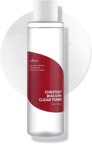 ISNTREE Chestnut BHA 0.9% Clear Toner 200ml 6.76 fl.oz   Mild exfoliant with BHA  Normal and Oily Skin   Helps to Remove Excess sebum