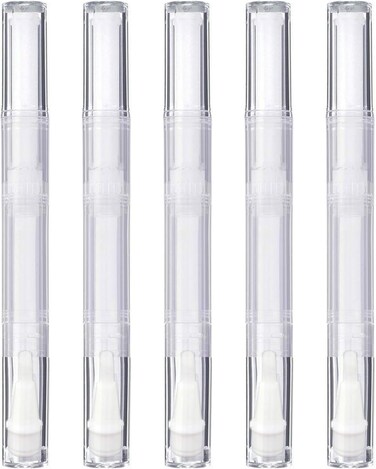 5 Pack 3 ml Transparent Twist Pens, Empty Nail Oil Pen with Brush Tip, Cosmetic Lip Gloss Container Applicators Eyelash Growth Liquid Tube (5x)
