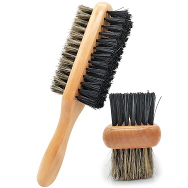 Beard Brush For Men, 2-Sided Club Brush,Combs,Bristle Brushes,Men's Beard Care,Works with Beard Oil and Balm To Soften Beard，A Must For Your Beard Grooming Kit