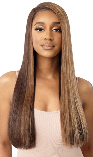 Outre Color Bomb Synthetic HD Lace Front Wig - INANNA, Long Straight Hair Wigs with High Heat Resistant Wigs (1, JET BLACK)