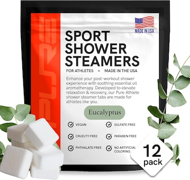 Sport Shower Steamers - Made in USA with Natural Eucalyptus Essential Oil, Stress and Sinus Relief, Muscle Recovery for Athletes, Best Birthday Gifts for Relaxation