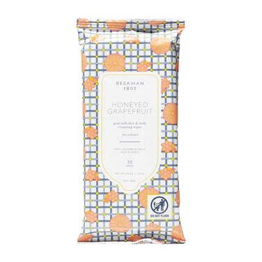 Beekman 1802 Face &amp; Body Wipes - 30 Count - Cleanses Dirt &amp; Makeup - With Goat Milk, Aloe &amp; Vitamin E - Alcohol Free, Biodegradable - Good for Sensitive Skin - Cruelty Free - Packaging May Vary