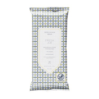 Beekman 1802 Face &amp; Body Wipes - 30 Count - Cleanses Dirt &amp; Makeup - With Goat Milk, Aloe &amp; Vitamin E - Alcohol Free, Biodegradable - Good for Sensitive Skin - Cruelty Free - Packaging May Vary